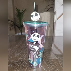 Pumpkin King Jack Skellington double insulated cup with straw